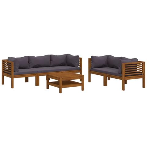 Set Divani Da Giardino 6 Pz Con Cuscini In Massello Di Acacia - Foto 1