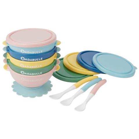 Badabulle Set Di 5 Ciotole Antiscivolo 330ml E 3 Cucchiai Morbidi - Foto 1