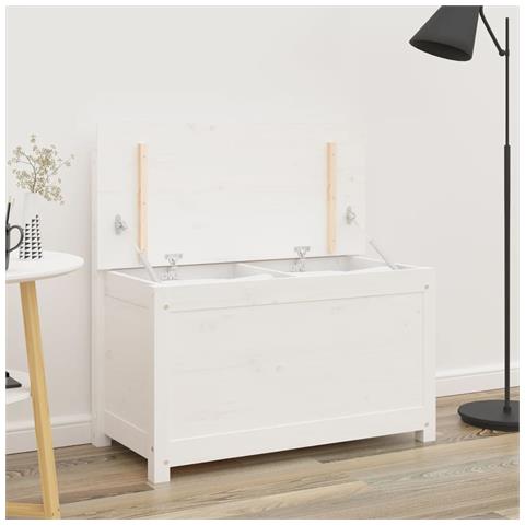 Panca Bianca 80x41x77 cm in Legno Massello di Pino - Foto 8