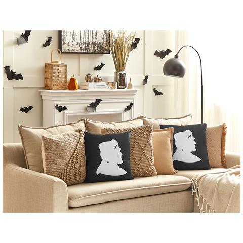 Cuscino Decorativo Franklinia Velluto 45 X 45 Cm Astratto Nero - Foto 1