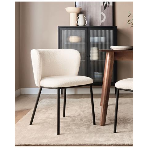 Set Di 2 Sedie Da Pranzo Bouclé Bianco Sporco Mina - Foto 1