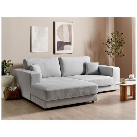 Divano Angolare 3 Posti Lofoten Tessuto Grigio Chiaro Lato Destro - Foto 1