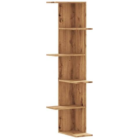 Scaffale Angolare Muro Rovere Artigianale 36,5x36,5x140cm Legno - Foto 2