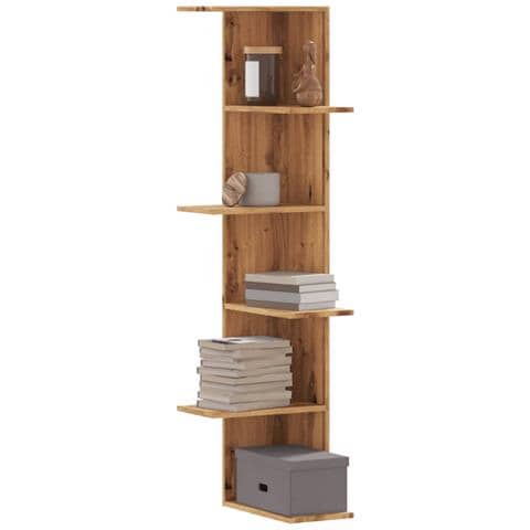 Scaffale Angolare Muro Rovere Artigianale 36,5x36,5x140cm Legno - Foto 1