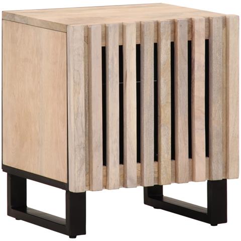 Comodini 2pz 40x34x46 Cm In Legno Massello Di Mango Sbiancato - Foto 2