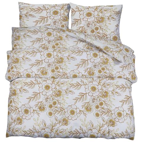 Set Copripiumino Bianco E Marrone 240x220 Cm In Cotone - Foto 2