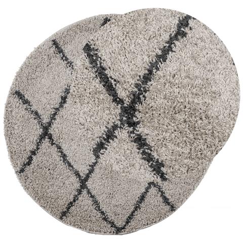 Tappeto Shaggy Pamplona A Pelo Lungo Beige E Antracite 100 Cm - Foto 3