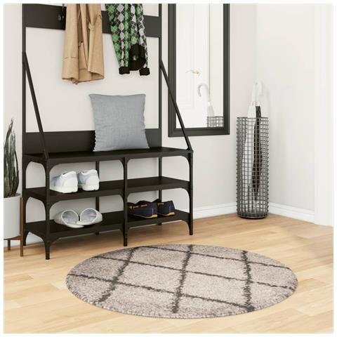 Tappeto Shaggy Pamplona A Pelo Lungo Beige E Antracite 100 Cm - Foto 1