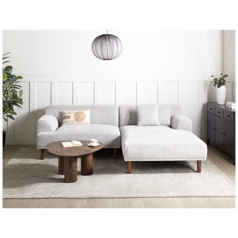 Divano Angolare 3 Posti Holt Tessuto Grigio Chiaro Lato Sinistro - Foto 1