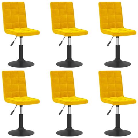 Sedie Da Pranzo Girevoli 6 Pz Giallo Senape In Velluto - Foto 2