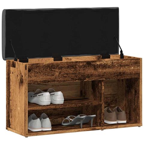 Scarpiera Legno Antico 82x32x45,5 Cm In Legno Multistrato - Foto 3