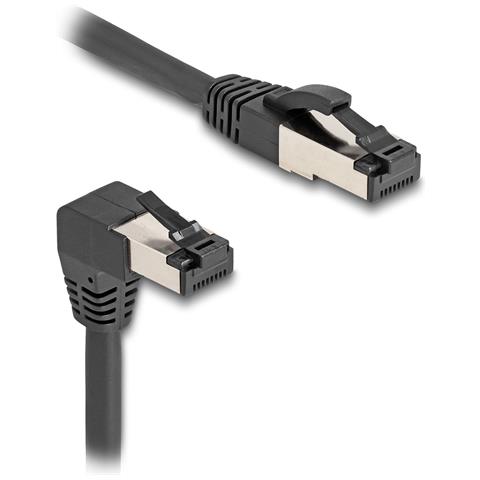 Cavo di rete RJ45 Cat. 8.1 S /FTP da 90° angolato verso il basso / diritto 5 m nero - Foto 1