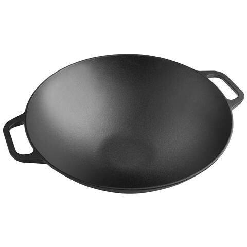 37291 Wok In Ghisa Stagionata Induzione Da 35,5 Cm Per Fuoco, Barbecue, Forno Nero - Foto 1