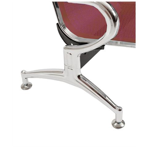 Panca Per Sala Attesa Aspetto Studio Ufficio In Acciaio A 5 Posti - Colore Rosso - Foto 2