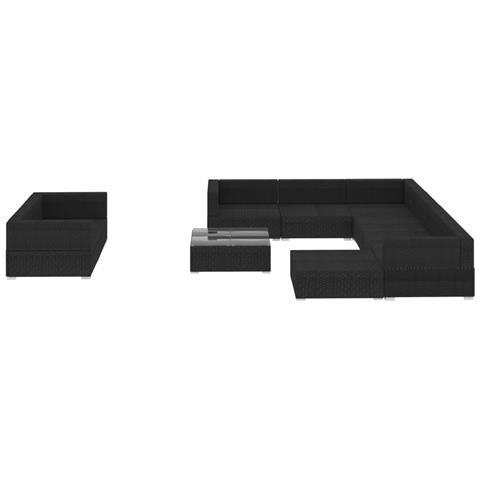 Lusso Casadino -  Set Divani Da Giardino 10 Pz Con Cuscini In Polyrattan Nero - Foto 2