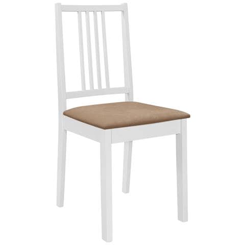 Sedie Da Pranzo Con Cuscini 6 Pz Bianche In Legno Massello - Foto 1