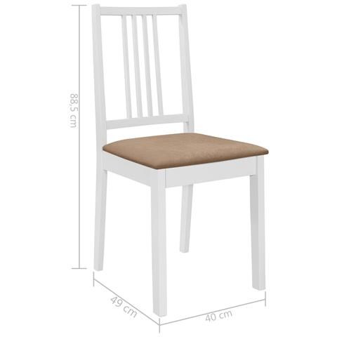 Sedie Da Pranzo Con Cuscini 6 Pz Bianche In Legno Massello - Foto 7