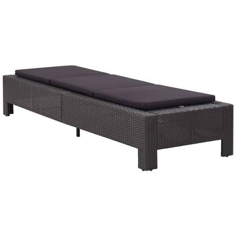 Lettino Prendisole Con Cuscino Nero In Polyrattan - Foto 1