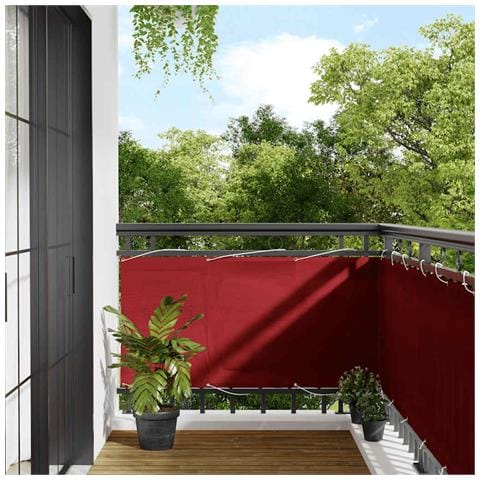 Paravento da Balcone Rosso 75x700 cm 100% Poliestere Oxford - Foto 2