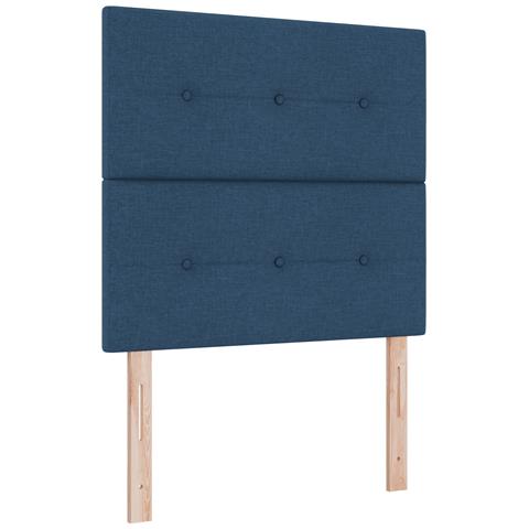 Testiera  Imbottita con Bottoni Blu 80 cm in Tessuto - Foto 1