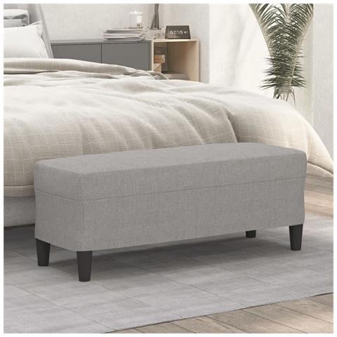 Panca Grigio chiaro 100x35x41 cm in Tessuto - Foto 2