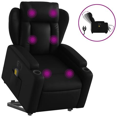 Poltrona Alzapersona Massaggiante Elettrica Nera in Similpelle - Foto 1