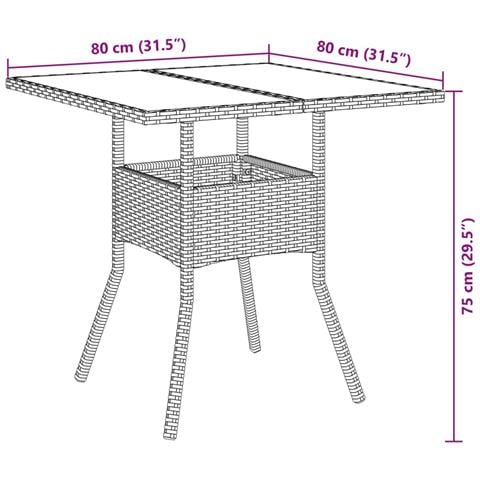 Set da Pranzo da Giardino 5 pz con Cuscini Polyrattan e Vetro - Foto 9