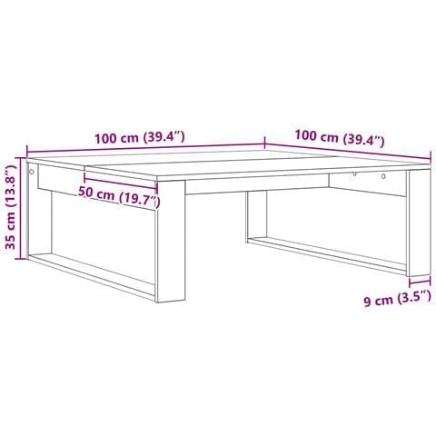 Tavolino da caffè Nero Rovere 100x100x35 cm in legno ingegnerizzato - Foto 9