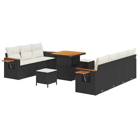 Set Divano da Giardino 10 pcs Nero e crema 80 x 80 x 71 cm - Foto 1