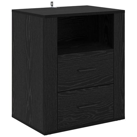 Armadio da Notte Rovere nero 50 x 36 x 60 cm Legno multistrato - Foto 1
