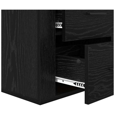 Armadio da Notte Rovere nero 50 x 36 x 60 cm Legno multistrato - Foto 9