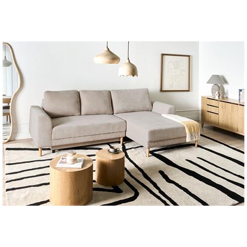 Divano Letto Angolare 3 Posti Nuborg Ciniglia Beige Chiaro Lato Sinistro - Foto 1