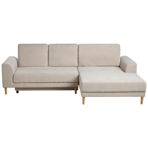 Divano Letto Angolare 3 Posti Nuborg Ciniglia Beige Chiaro Lato Sinistro - Foto 2