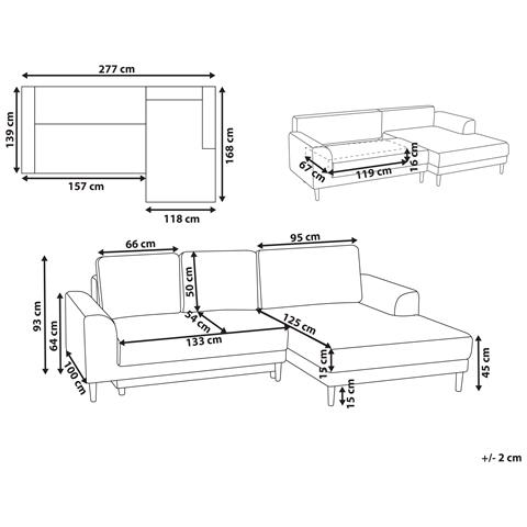 Divano Letto Angolare 3 Posti Nuborg Ciniglia Beige Chiaro Lato Sinistro - Foto 6