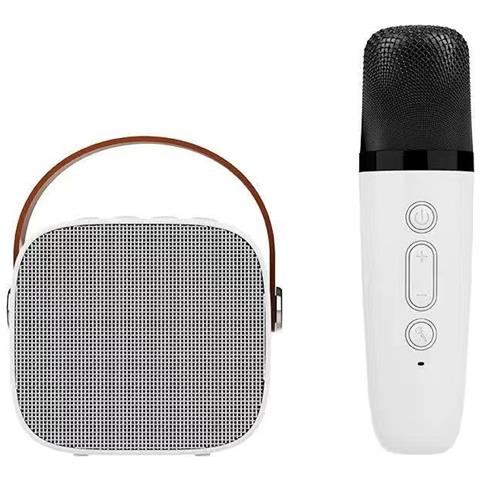 Altoparlante Ktv Bluetooth Portatile Con Microfono Wireless, Audio Hifi Ed Effetto Eco White - Foto 1