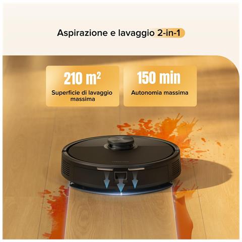 Q7 M5 Robot Aspirapolvere Lavapavimenti con Mappatura, 10.000 Pa, Anti-groviglio, Quantità d'acqua Regolabile per il Lavaggio, Auto Boost sui Tappeti, Controllo APP, Nero - Foto 2