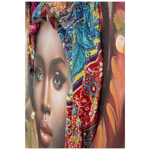 Dipinto Su Tela Deva B Con Cornice, Ritratto Femminile Con Turbante Multicolore - Foto 2