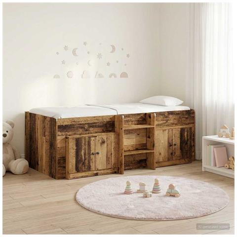 Struttura Letto Loft con Armadietto con porta 3 pz Legno antico - Foto 2