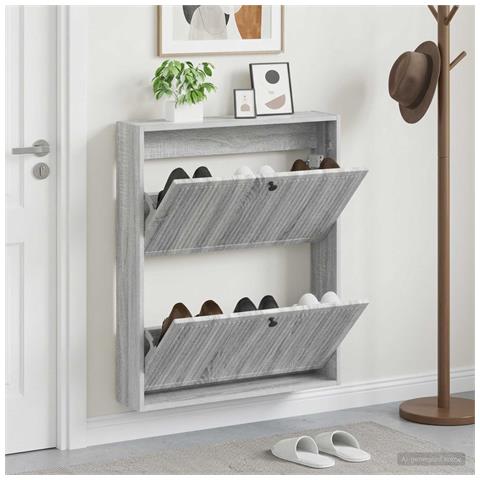 Mobiletto per Scarpe da Muro EDE 71 x 17 x 86 cm Sonoma grigio - Foto 2