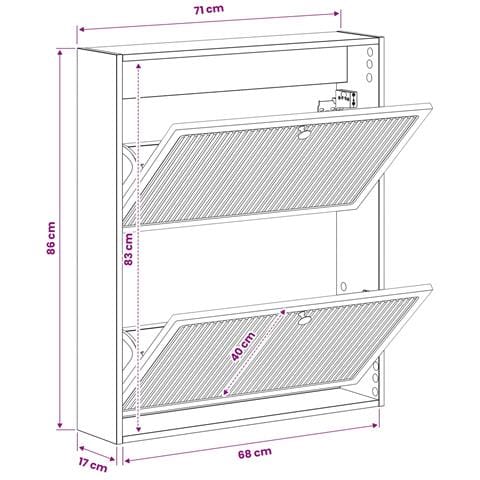 Mobiletto per Scarpe da Muro EDE 71 x 17 x 86 cm Sonoma grigio - Foto 9