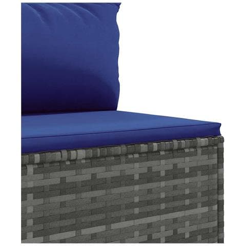 Set Divani da Giardino 5 pz con Cuscini in Polyrattan Grigio - Foto 9
