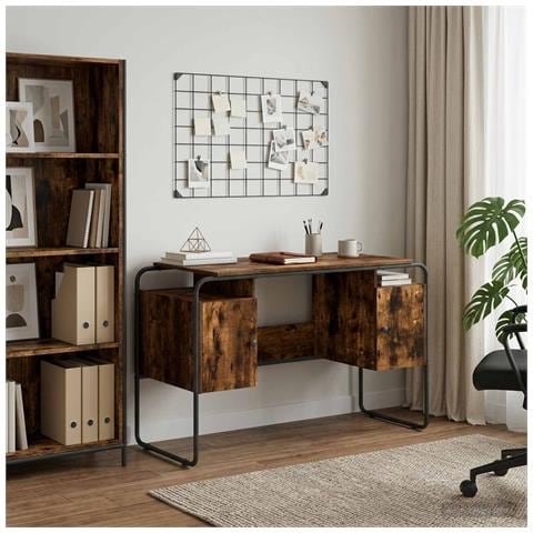 Scrivania con Spazio di Archiviazione Rovere Fumo - Foto 2