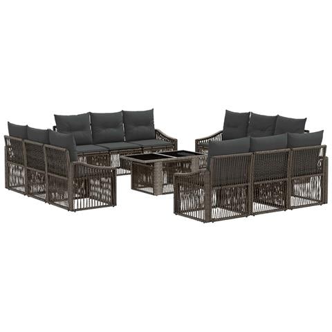 Set Divano da Giardino 13 pz Grigio e Grigio Scuro polyrattan - Foto 1