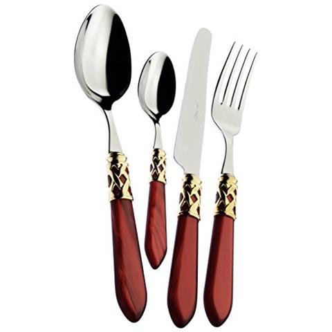 Posate Aladdin, Set 24 Pz. Scatola Compact - Rosso Granata Golden - Foto 1