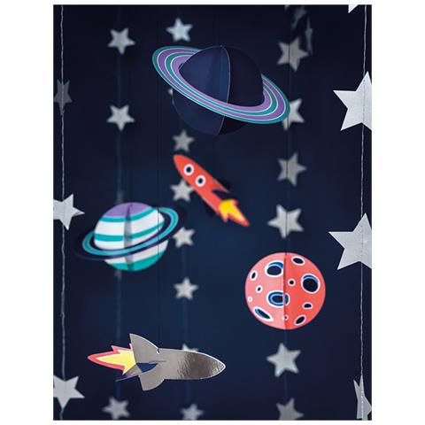 Partydeco - 5 Sospensioni In Cartone Avventura Nello Spazio - Foto 2