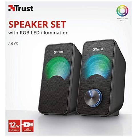 Fiducia Arys Compact Rgb Altoparlanti 2.0 Pc Per Computer E Laptop 12 W Alimentato Via Usb - Nero - Foto 2