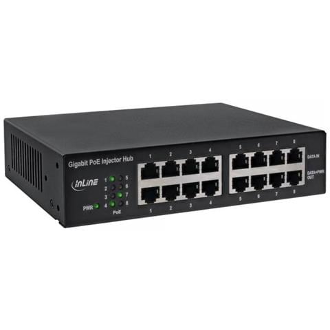 Poe+ Gigabit Network Injector Hub - Switch - 8 X 10/100/1000 (poe+) - An Rack Montierbar (120 W) - Foto 1