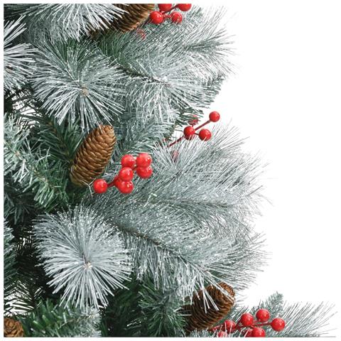 Albero Natale Artificiale Incernierato Con Pigne E Bacche 240cm - Foto 2