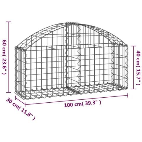 Cesto Gabbione Ad Arco 100x30x40/60 Cm Ferro Zincato - Foto 4
