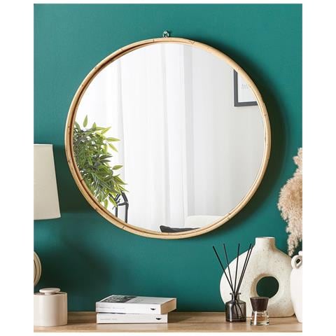 Specchio Barung 60 Cm 60 Cm Rattan Naturale Beige - Foto 1